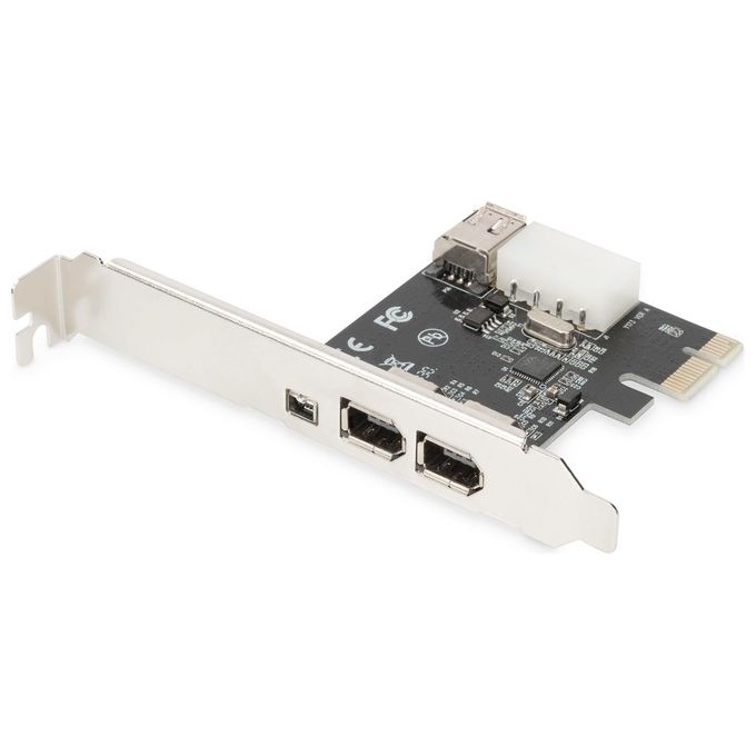 Digitus Scheda Aggiuntiva Pci Express 2+1 Porta Firewire ieee1394a con Staffa Normale + Low Profile