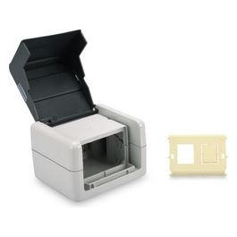 Set Prese di Collegamento Dati con Coperchio Ribaltabile Incluso Inserto per 2 Moduli Keystone Ip44