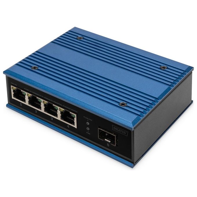 Digitus Switch di Rete Fast Ethernet a 4 Porte Industriale Non Gestito 1 Uplink Sfp