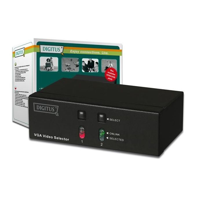 Digitus Switch Selettore Video Vga 15 Poli Femmina 2 Pc 1 Monitor (Ds-44100)