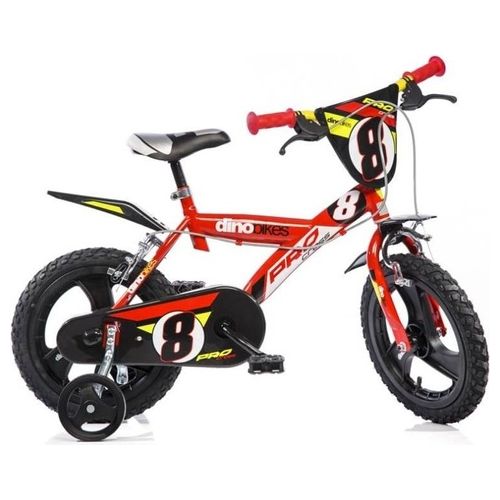Dino Bikes Bicicletta bambino 14 pollici serie 23 con rotelle e doppio freno per bambini dai 4 ai 7 anni