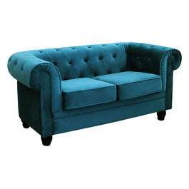 Divano 2 Posti Chesterfield In Velluto Blu