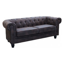 Divano 3 Posti Chesterfield In Ecopelle Vintage Marrone