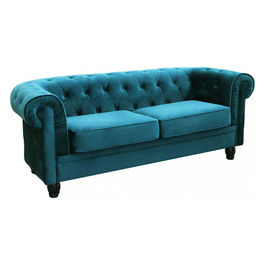 Divano 3 Posti Chesterfield In Velluto Blu