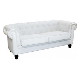 Divano 3 Posti Chesterfield In Ecopelle Bianco
