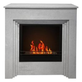 Camino a bioetanolo da terra BELLINI in legno effetto Cemento Made in Italy L96 x P35 x H96