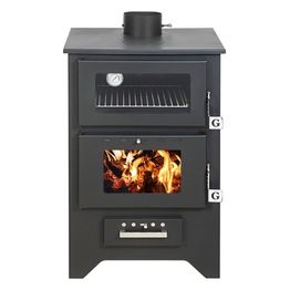 Divina Fire Stufa A Legna Con Forno Silvia Nera 14,6 Kw L50,5xp58,5xh90,5