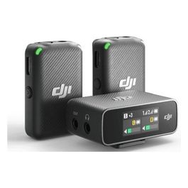 DJI Mic Microfono Wireless Compatto e Portatile Lavalier con Registrazione a Doppio Canale e Morsetto per Smartphone con Luce Ausiliaria Integrata