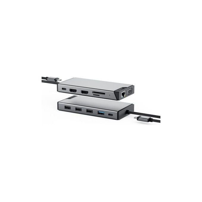 Alogic DUCDDV3V2 DV3 Docking Station USB-C 12 in 1 con 2 HDMI 1 VGA 3 Monitor Full HD 100W Power Delivery colore Nero