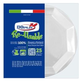 Piatto Fondo Bianco 25 Pezzi Re-Usable