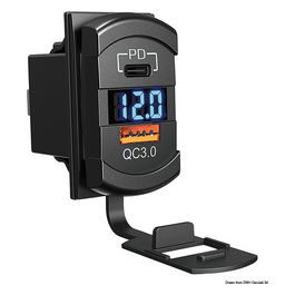 Doppia Presa Usb Ac E Voltmetro 12/24v