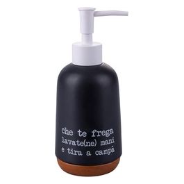 Dosatore sapone liquido 300 ml in gres base in legno, S.P.Q.eRe