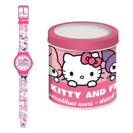 Ds Import, Orologio Analogico Hello Kitty, Scatola di Latta, Diametro 3,5 cm