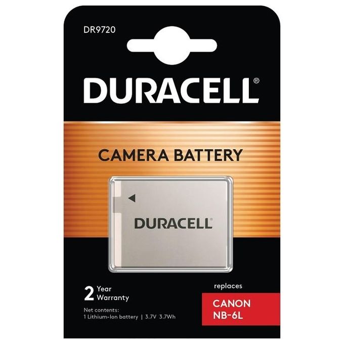 Duracell DR9720 Batteria Ricaricabile per Fotocamera Canon NB-6L Li-Ion 3.7V 1000 mAh colore Grigio