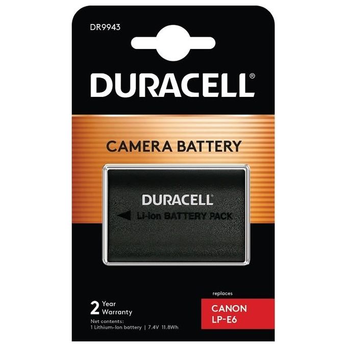 Duracell DR9943 Batteria per Fotocamera Li-Ion 1600 mAh 7,4 V compatibile Canon LP-E6 colore Nero