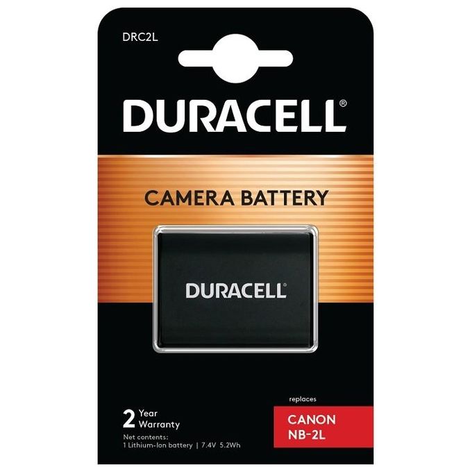 Duracell DRC2L Batteria Ricaricabile per Fotocamera Compatibile Canon NB-2L NB-2LH Li-Ion 7.4V 700mAh colore Grigio