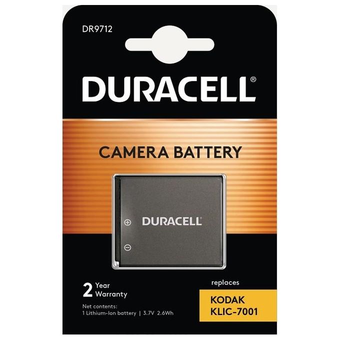 Duracell DR9712 Batteria Ioni di Litio per Fotocamera Kodak KLIC-7001 EasyShare 700mAh 3.7V colore Nero