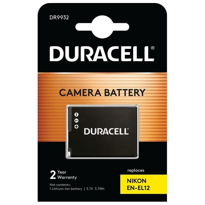 Duracell DR9932 Batteria Ricaricabile per Fotocamera Ioni di Litio 3,7 V 1000 mAh Compatibile Nikon EN-EL12 colore Nero