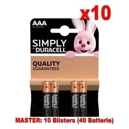 Duracell Simply Batterie Mini Stilo LR03 MN2400 AAA Alcaline 40 Pezzi