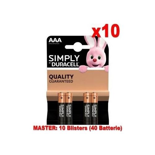 Duracell Simply Batterie Mini Stilo LR03 MN2400 AAA Alcaline 40 Pezzi