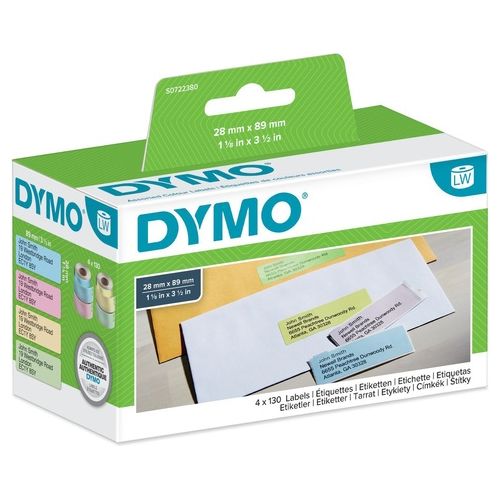 Dymo Cf4x130 etichette Labelwrit 28x89mm col.assortiti