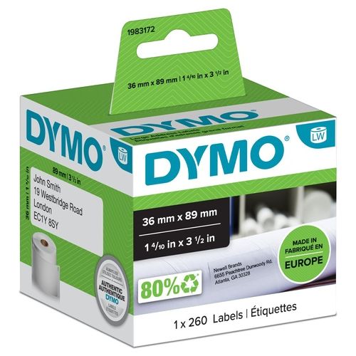 Dymo Confezione 260 etichette Labelwriter 36x89mm bianco