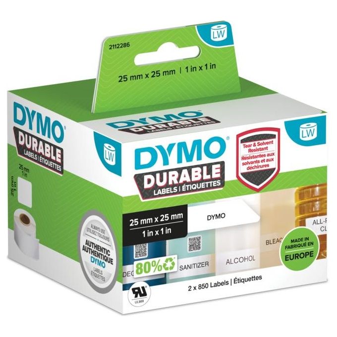 Image of Dymo Etichette per Indirizzo Bianco 25x25mm 2 Rotolo di 850