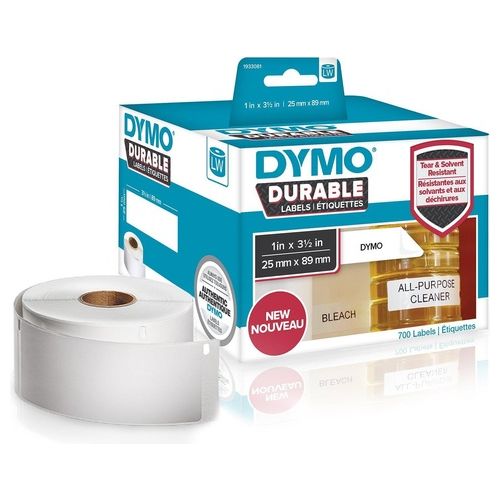DYMO Etichette lw Durable Mutliuso 25x89 mm - Bianco - Permanente 350 Etichette x 2 Rotolo i