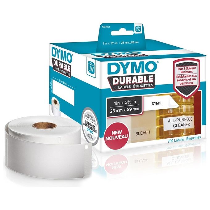 DYMO Etichette lw Durable Mutliuso 25x89 mm - Bianco - Permanente 350 Etichette x 2 Rotolo i