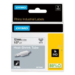 Rhino Termo-restringente nero Bianco da 12mmx1 5m Diametro Filo. min. 2.97mm max 5.13mm