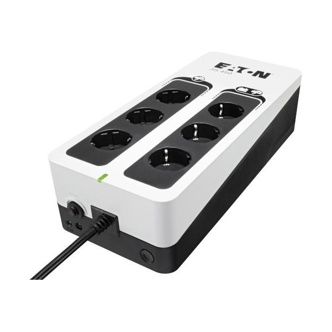 Eaton 3S450D gruppo di continuita' UPS Standby Offline 450 VA 270 W 6 prese AC tecnologia batteria VRLA colore Nero Bianco