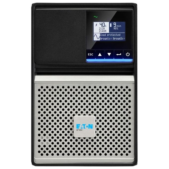 Eaton 5P 850i Gen 2 Ups Tower 200-208-220-230-240 V C.a. V 680 Watt 850 Va 1 Fase 7 Ah Rs-232 Usb Connettori di Uscita 6 Nero-Argento