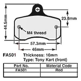 Ebc FA501 Pastiglie Kart 10 Mm Red