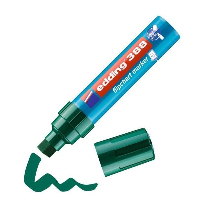 Edding E-388 Pennarello per Lavagna a Fogli Mobili Punta a Scalpello 4-12 mm Inchiostro a Base Acqua Colore Verde