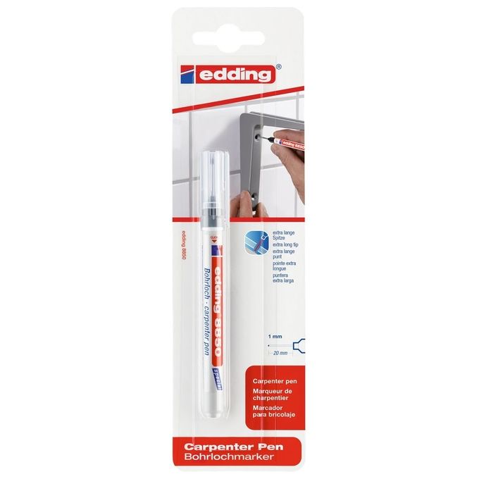 Edding 4-8850-1-4001 Carpenter Pen Pennarello Punta Lunga Inchiostro Permanente Tratto 0,7-1 mm colore Nero