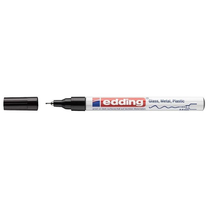 Edding ED44414 Marcatore a Vernice Punta Tonda 0,8 mm Nero Resistente a 400°C Inchiostro Permanente Opaco Confezione da 10 colore Nero