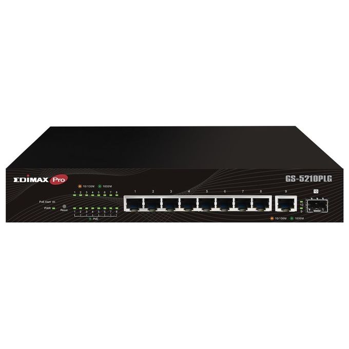 Edimax Switch GS-5210PLG Gestito Gigabit Ethernet 10/100/1000 Supporto Power Over Ethernet Nero