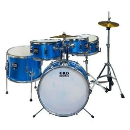 Batteria Acustica Ed-200 Drum Kit Metallic Blue 4 Pezzi