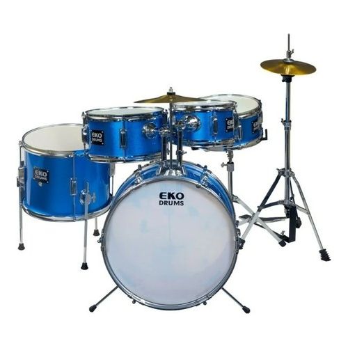 Eko Batteria Acustica Ed-200 Drum Kit Metallic Blue 4 Pezzi