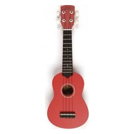 Ukulele Soprano in Laminato con Borsa Morbida Accordatore a Fiato e Muta Corde di Ricambio Colore Rosso