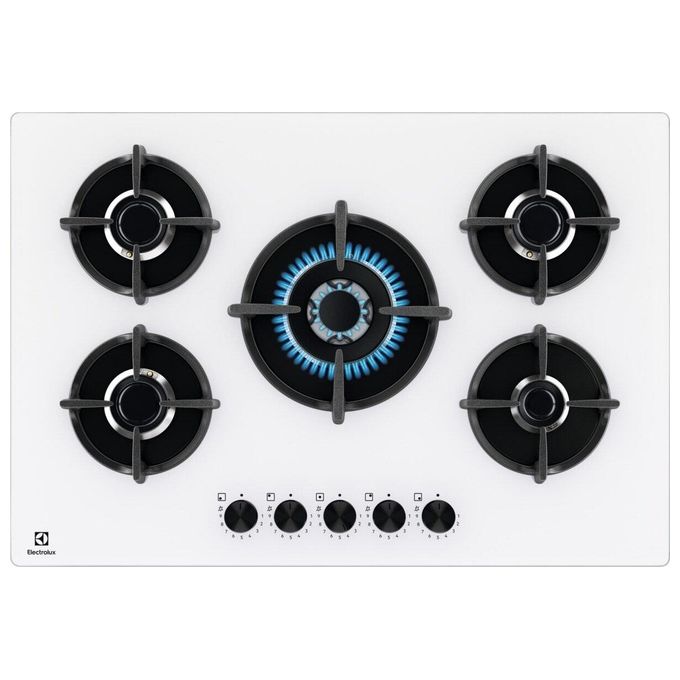 Electrolux EGG75372W Serie 600 Piano Cottura a Gas 5 Zone StepPower Speed Burners Powerful Burner 75cm Bianco