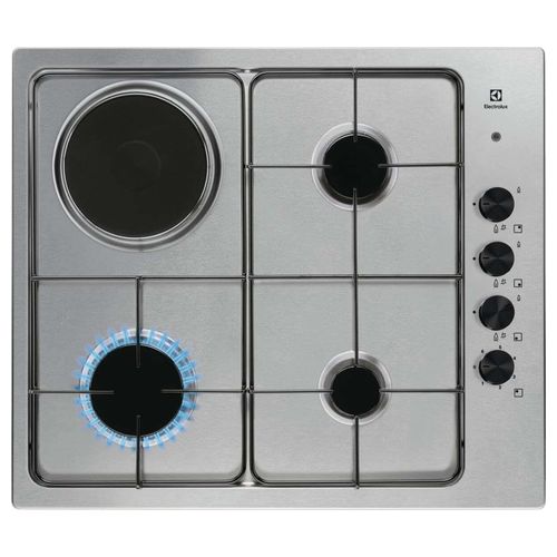 EGL62821OX Serie 300 Piano cottura Misto 60 cm 3 fuochi gas 1 piastra elettrica 1000 W Sicurgas colore Inox