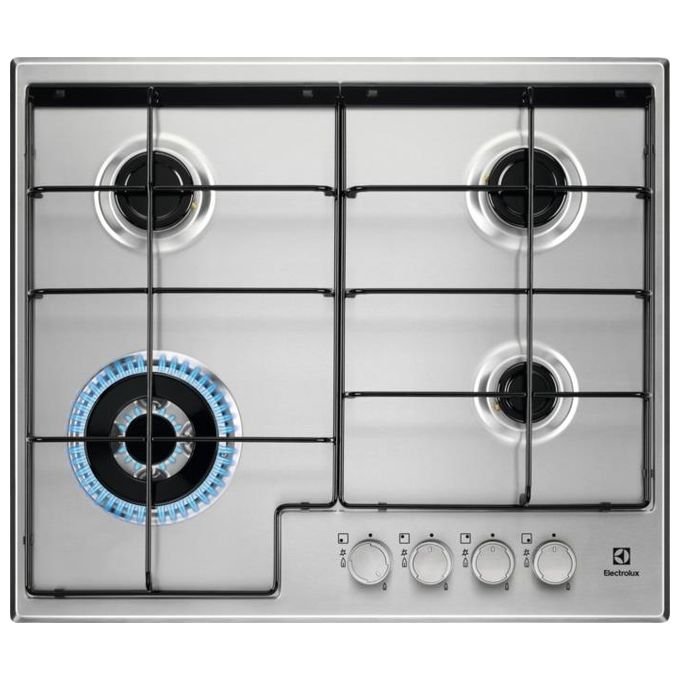 Image of Electrolux EGS6434X Serie 300 Piano Cottura a Gas 4 Zone Bruciatore Tripla Corona 60 cm Acciaio Inox