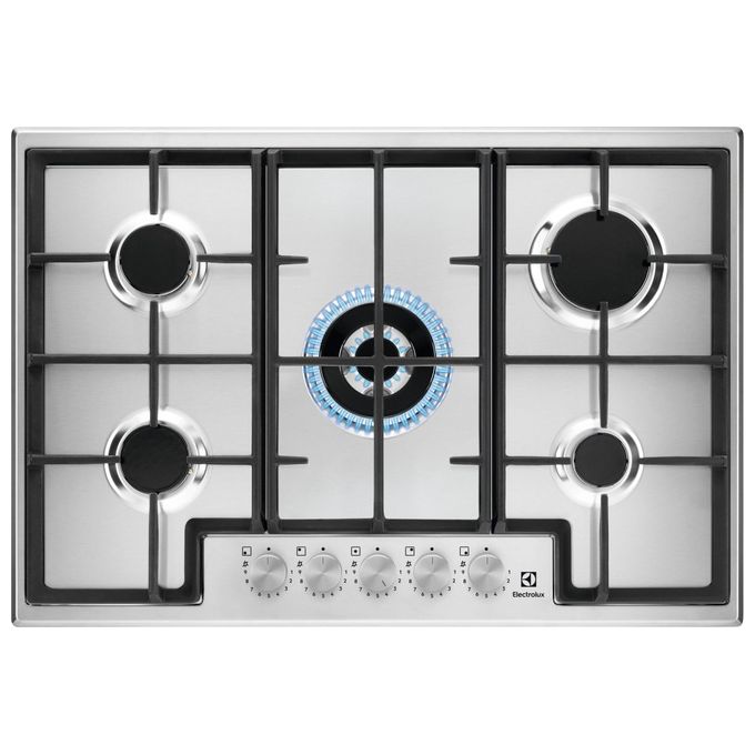 Electrolux EGS75362X Piano Cottura 5 Fuochi a Gas 75 cm Superficie in Acciaio colore Inox