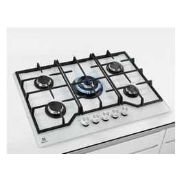 KGG75362W Serie 600 Piano Cottura a Gas on Glass 5 Zone StepPower Powerful Burner 75 cm Bianco
