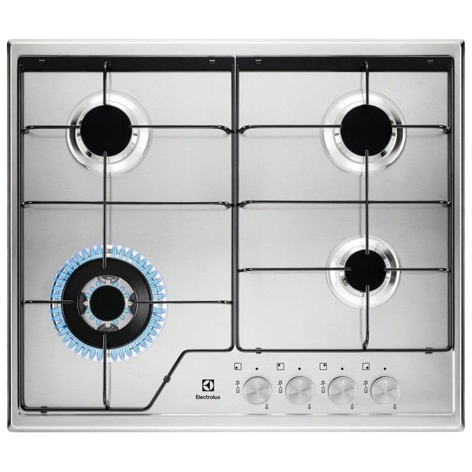 Electrolux KGS6434SX Serie 600 Piano cottura Gas 60 cm 4 Fuochi Speed Burner 1 Wok Multicorona Sicurgas colore Inox