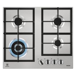 KGU64361Z Piano cottura a gas Ultraflat 4 fuochi 1 bruciatore Wok multicorona Griglie in ghisa 60 cm Inox Antimpronta