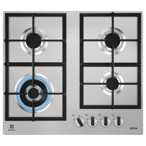 KGU64361Z Piano cottura a gas Ultraflat 4 fuochi 1 bruciatore Wok multicorona Griglie in ghisa 60 cm Inox Antimpronta