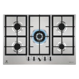 KGU75361Z Piano cottura a gas Ultraflat 5 fuochi 1 bruciatore Side Wok multicorona Griglie in ghisa 75 cm Inox Antimpronta