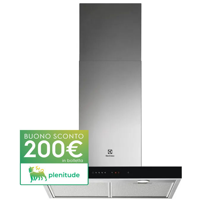 Electrolux LFT766X Cappa Aspirante a Parete Classe energetica A 720 m3/h 3 Velocita' + Intensiva Illuminazione LED Connessione Hob2Hood Touch Control 60 cm Acciaio Inox + Vetro